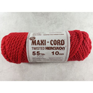 Macrame Craft Cord Maxi Cord Twisted Herculon Brushes Out 55 Yards 10 mm Red